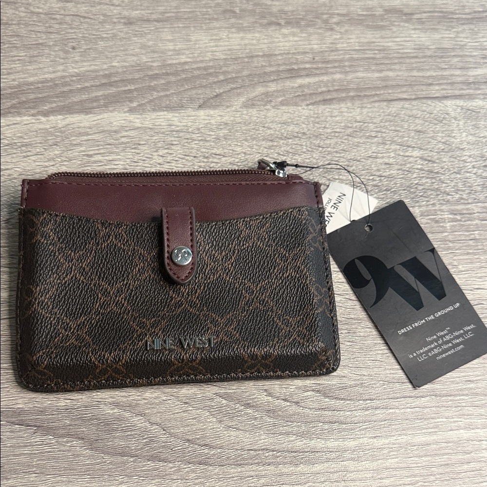 Nine West Brown & Burgundy Card Case Wallet